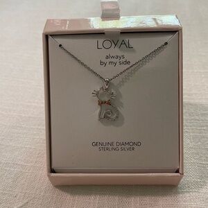 Genuine diamond cat necklace